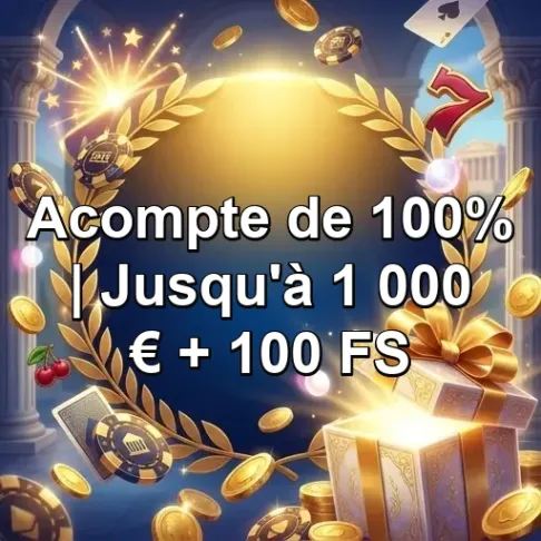 Bonus de bienvenue 100% jusqu'à 1000€ et 100 tours gratuits sur Aphrodite Casino